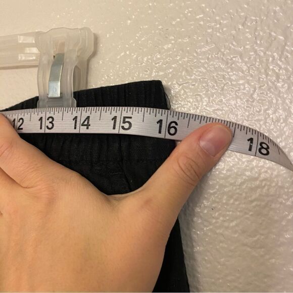 Old Navy LINEN SHORT pull on drawstring black pockets elastic waist hi rise M - Picture 8 of 11